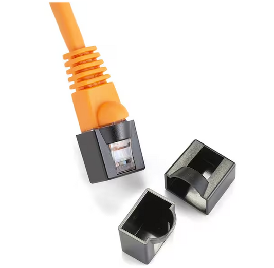 Click on/Lockable RJ45 Plug Protector CAT5e/Cat6/Cat6a/Cat7/Cat8 Ethernet Head Dust Covers (25 Pack)-Black - 91008253902