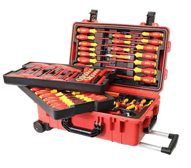 80-Piece Master Electrician's Insulated Tools Set In Rolling Hard Case