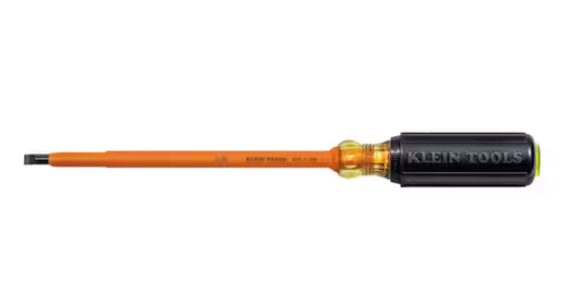 1/4 in. Insulated Cabinet-Tip Flat Head Screwdriver with 7 in. Round Shank- Cushion Grip Handle