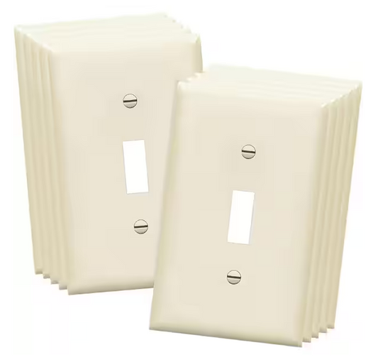 1-Gang Light Almond Toggle Switch Polycarbonate Plastic Wall Plate (10-Pack) - 91010997154