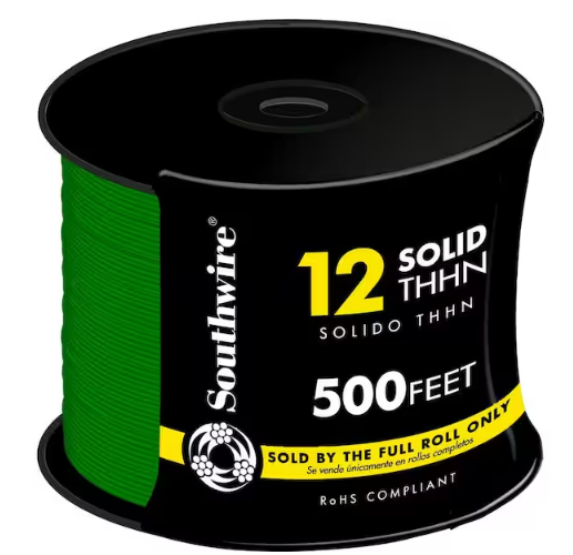 500 ft. 12 Green Solid CU THHN Wire - 9600326