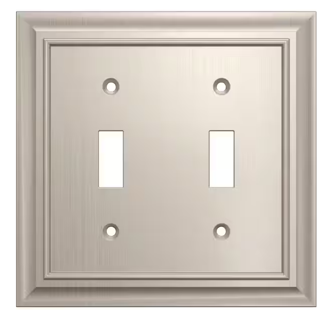 Derby 2-Gang Light Switch/Toggle Plate, Satin Nickel (3-Pack) - 91009547445