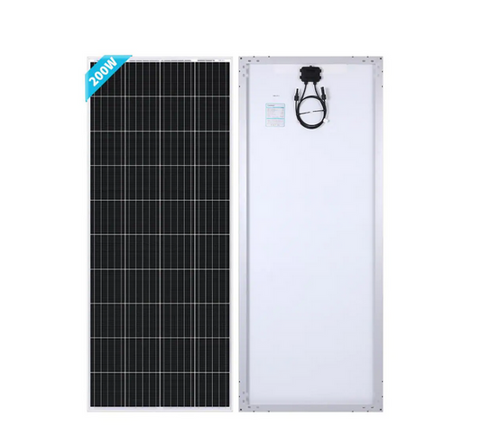 200-Watt 12-Volt Monocrystalline Solar Panel for Off Grid Large System Residential Commercial House Cabin Sheds Rooftop