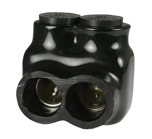 6 AWG - 250 MCM 600-Volt 2-Ports Multi Tap Connector, Insulated Single Sided Entry, Black -  91004501531
