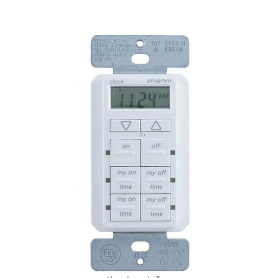Simple Set 15 Amp 120-Volt 24 Hour Indoor In-Wall Digital Programmable Timer - White - 91002297483