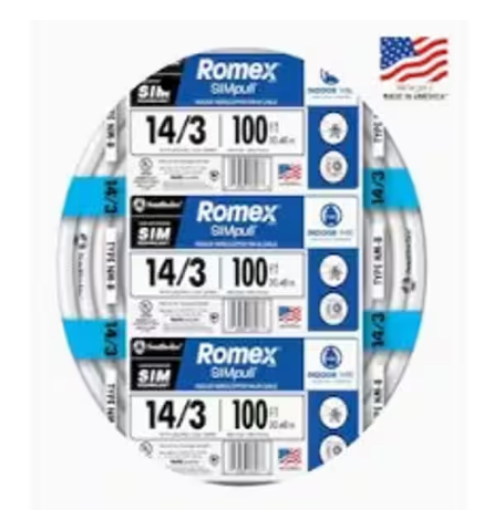 100 ft. 14/3 Solid Romex SIMpull CU NM-B W/G Wire - 9732291