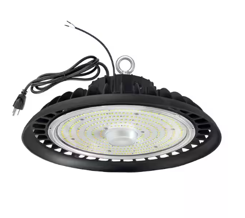 12 in. 600-Watt Equivalent Integrated LED UFO Black High Bay Light 5000K Daylight, Waterproof IP65 - 91010104076