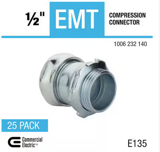 1/2 in. Electrical Metallic Tubing (EMT) Compression Connector (25-Pack) - 91006232140