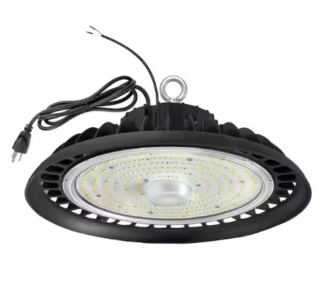 12 in. 600-Watt Equivalent Integrated LED Dimmable Black High Bay Light 5000K Daylight 160 Lumens with