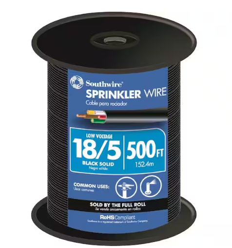 500 ft. 18/5 Black Solid UL Burial Sprinkler System Wire - 9517820