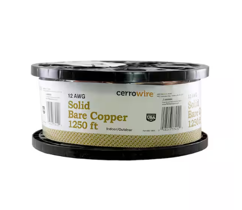 1,250 ft. 12/1 Solid SD Bare Copper Grounding Wire - 9712615