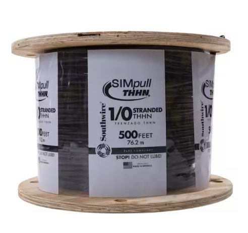 500 ft. 1/0 Black Stranded CU SIMpull THHN Wire - 9136891