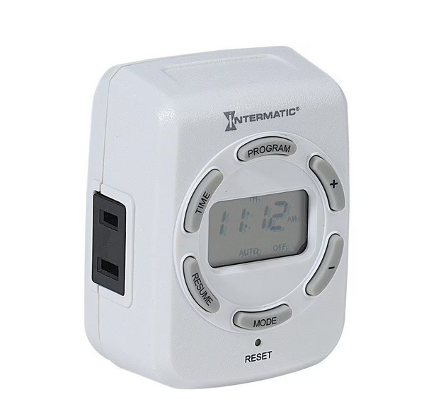15 Amp Plug-In Digital Indoor Timer for Lights and Decorations - White - 91000632776