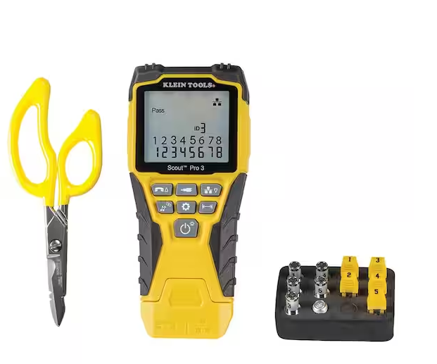 Cable Tester Kit with Scout Pro 3 Tester, Remotes, Adapter, Battery and All-Purpose Electrician's Scissors - 91006308545