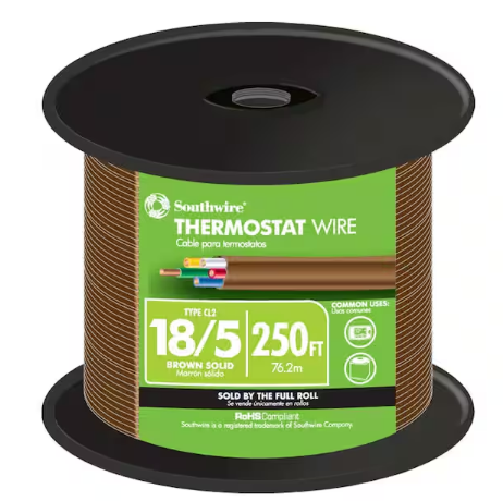 250 ft. 18/5 Brown Solid CU CL2 Thermostat Wire - 91000128737