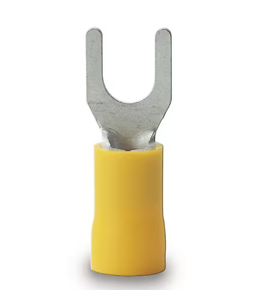 12 - 10 AWG #8 - 10 Stud Size Spade Terminal, Yellow (50-Pack) - 9417330