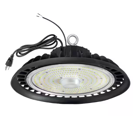 12 in. 600-Watt Equivalent Integrated LED Dimmable Black High Bay Light 5000K Daylight 32000 Lumens