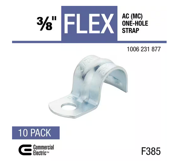 3/8 in. Flexible Metal Conduit (FMC) AC/MC 1-Hole Strap (10-Pack) - 91006231877