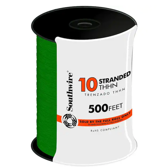 500 ft. 10 Green Stranded CU THHN Wire - 9658251