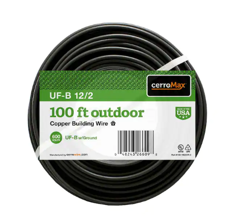 100 ft. 12/2 Gray Solid CerroMax Copper UF-B Cable with Ground Wire