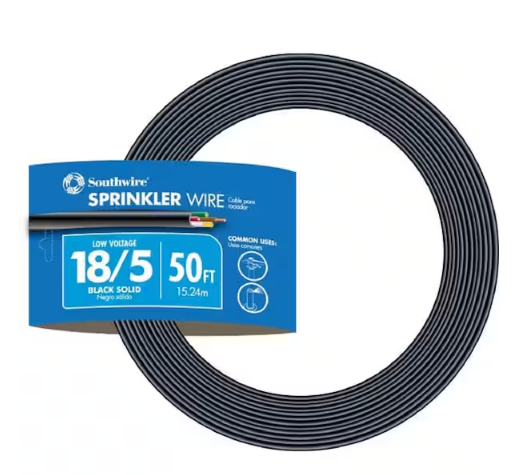 50 ft. 18/5 Black Solid UL Burial Sprinkler System Wire - 9881839