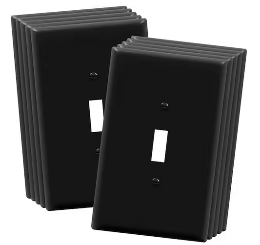 Over-Sized 1-Gang Black Toggle Switch Polycarbonate Plastic Wall Plate (10-Pack) - 91010997194