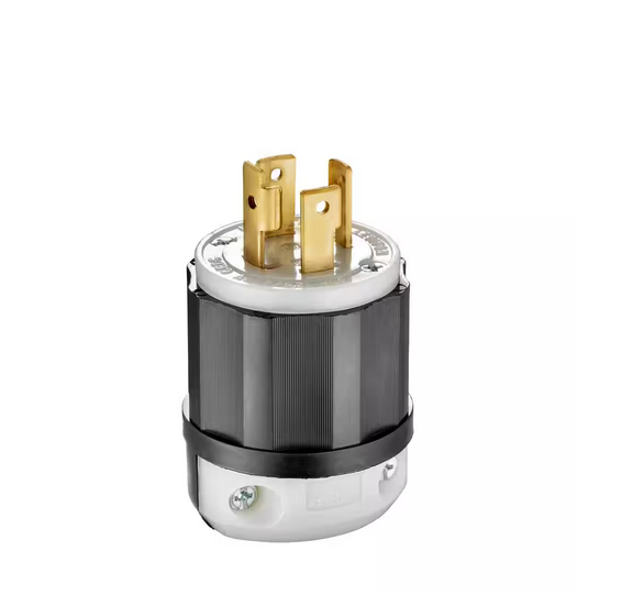 30 Amp 125/250-Volt Locking Plug, Black and White - 9589506