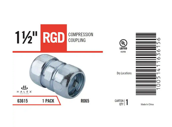 1-1/2 in. Rigid Compression Conduit Coupling - 9284836 – All Electric ...