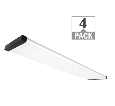 48 in. x 10 in. 4200 Lumens Matte Black End Caps Integrated LED Panel Light Selectable CCT (4-Pack) - 91010562835