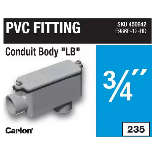 3/4 in. Sch. 40 and 80 PVC Type-LB Conduit Body - 9450642