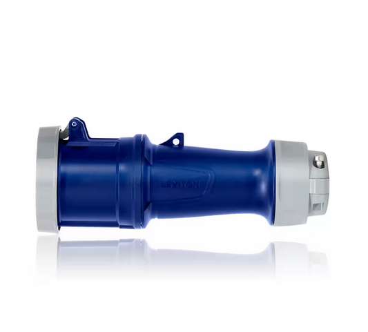 60 Amp 250-Volt 3-Phase, 2P, 3-Watt IEC 60309-1 and 60309-2 Pin and Sleeve Connector Watertight, Blue - 91007207488