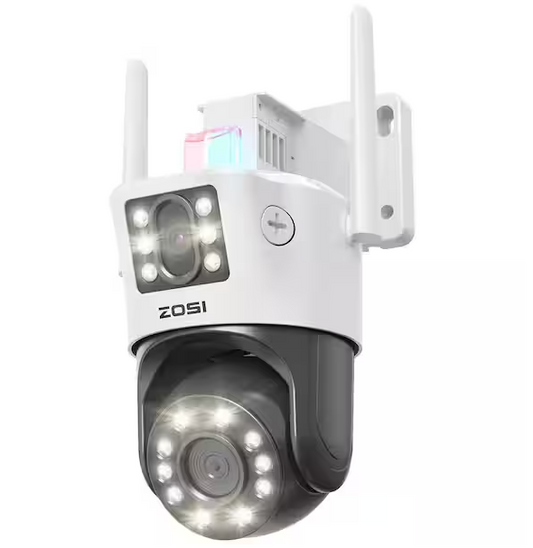 4MP 2.5K 360° PTZ Wired Outdoor Home Security Camera, 2.8mm and 8mm Dual Lens, Pug-In, AI Person Car Detection - 91011305861