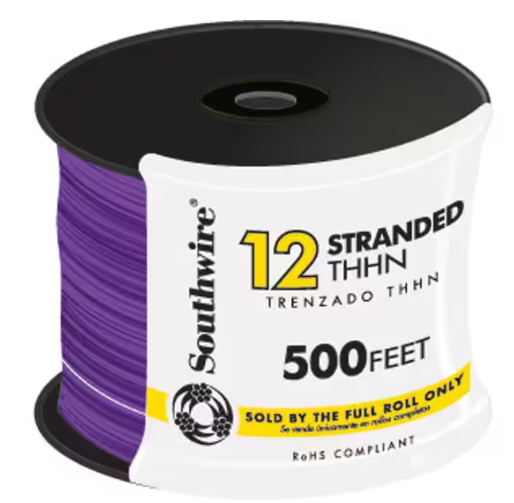 500 ft. 12 Purple Stranded CU THHN Wire - 9588054