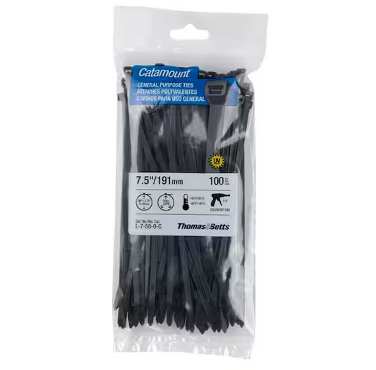 7 in. 50 lbs. UV Cable Tie in Black (100-Pack) - 91002099089