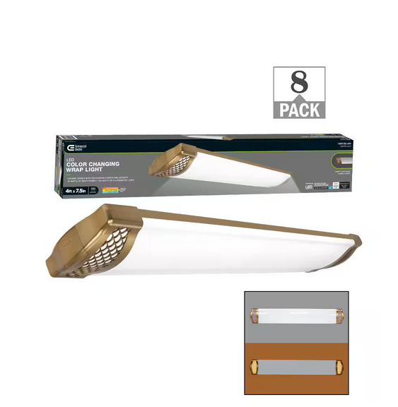 4 ft. Matte Gold Honeycomb End Caps 5250 Lumens Integrated LED Wraparound Light Adjustable CCT (8-Pack) - 91009945756