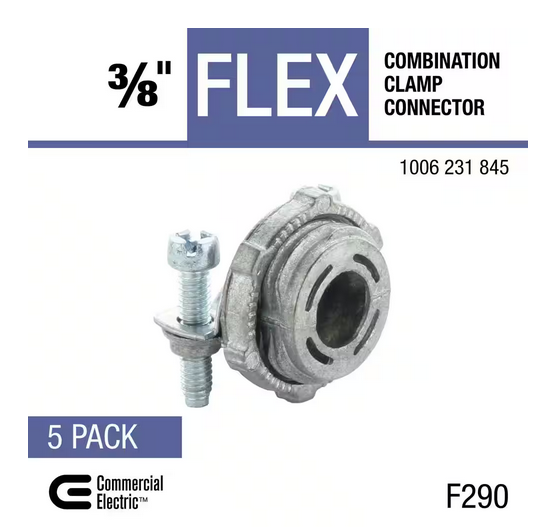 3/8 in. (1/2 in. Knockout) Flexible Metal Conduit (FMC) Clamp Connector (5-Pack) - 91006231845