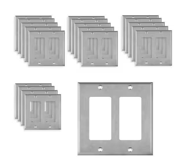 2-Gang Stainless Steel Decorator Rocker Metal Wall Plate, Standard Size (20-Pack) - 91010389547