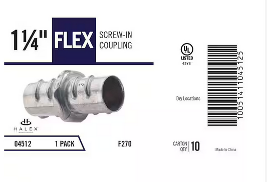 1-1/4 in. Flexible Metal Conduit (FMC) Screw-In Coupling - 9932076