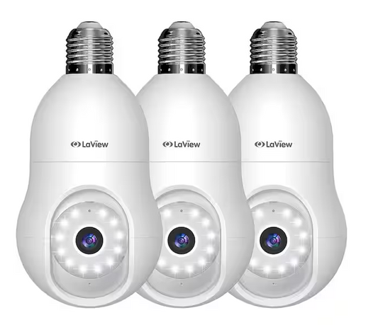 Wireless Camera Security 4MP Light Bulb, 360-Degree 2K, Day/Night Color, Motion Detection, Alexa Compatible, (3-Pack) - 91010598820