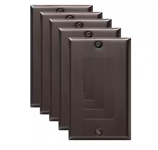 1-Gang Brushed Black Decorator/Rocker Outlet Metal Wall Plate (5-Pack) - 91010053492