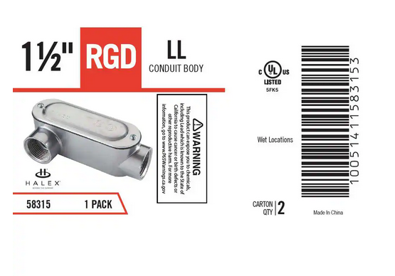 1-1/2 in. Rigid Type-LL Threaded Conduit Body - 91000238871