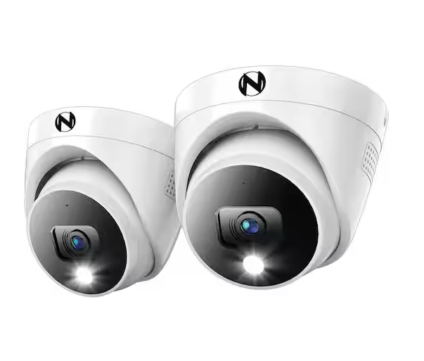 4K Wired Indoor/Outdoor Dome Spotlight Security Cameras with 2-Way Audio (2-Pack) - 91011542389