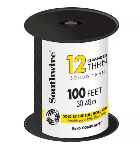 100 ft. 12 Black Stranded CU THHN Wire - 9713486