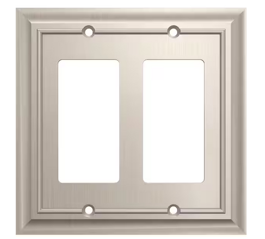 Derby Satin Nickel 2-Gang Double Decorator/Rocker Wall Plate (3-Pack) - 91009542030