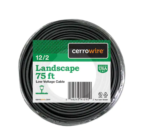 75 ft. 12/2 Black Stranded Low-Voltage Landscape Lighting Wire - 91004186489