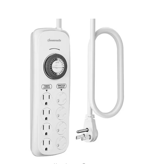 Mechanical Indoor Timer Power Strip with 8-Outlets, Countdown, Flat Plug, 6 ft. L Cord - 91012090410