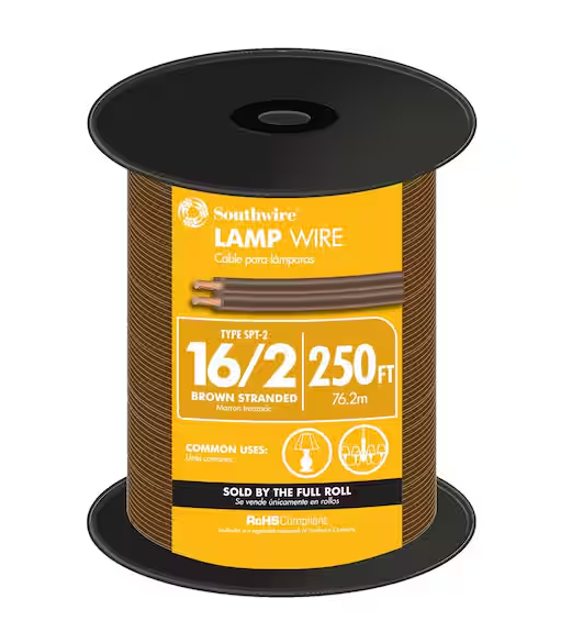 250 ft. 16/2 Brown Stranded CU SPT-2 Lamp Wire - 9278114