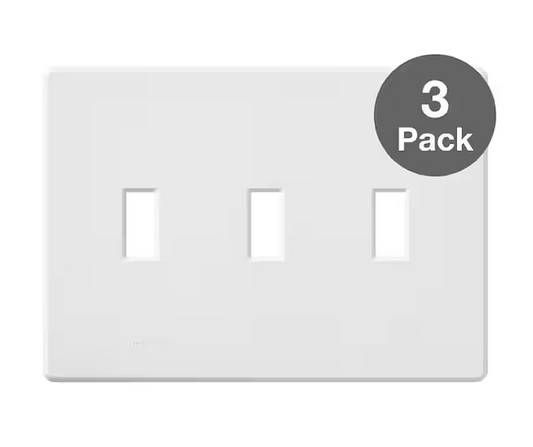 Fassada 3 Gang Toggle Switch Cover Plate for Dimmers and Switches, White (FG-3-WH-3PK) (3-Pack)