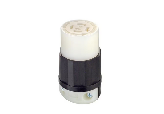 20 Amp 125/250-Volt Locking Grounding Connector, Black/White - 9589175