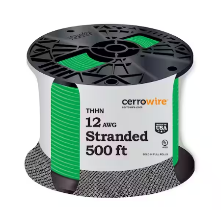 500 ft. 12 Gauge Green Stranded Copper THHN Wire - 9320315